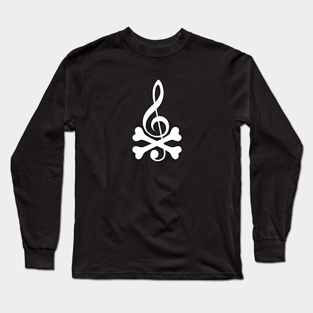 Treble Clef And Crossbones Long Sleeve T-Shirt by ANDCROSSBONES
